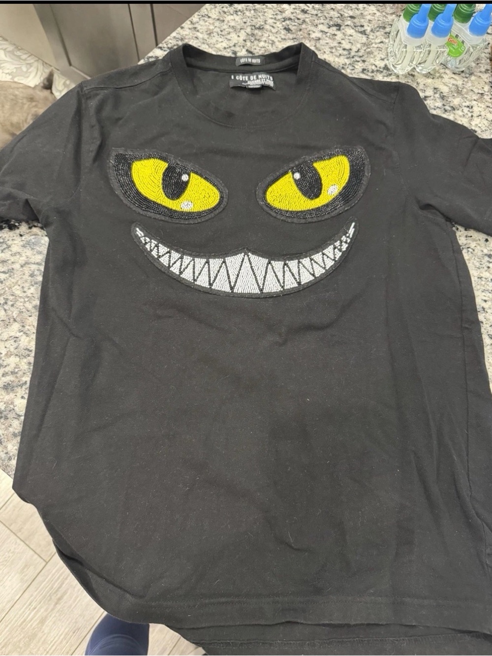 Cote De Nuits Guerre Et Paix Beaded Evil Eyes Cheshire Cat T-Shirt Mens Black -M